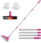 AIr Broom Sweeper, Multifunction Replaceable Silicone Broom, Household Squeegee for Floor Cleaning, Bathroom, Pet Hair, Dog Broom Brush Set (Bright Pink)