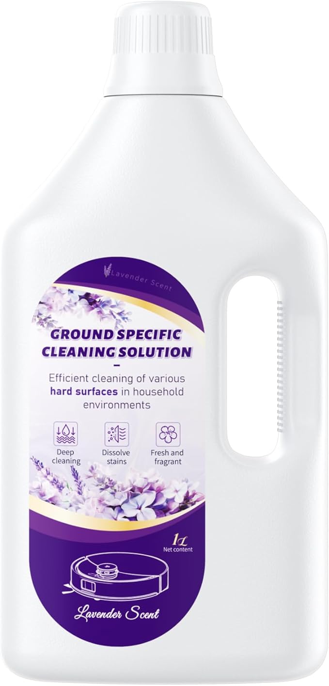 1L Floor Cleaning Solution Compatible with Roborock/Eufy/iRobot/Ecovacs/Dreame/Shark, Fragrance Deodorization, Deep Cleans for Multiple Hard Floors (1 Liter, 【Lavender】)