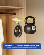 BaiNong 12" Valet Rod for Closet Pull Out With 4 Hooks Valet Rods for Closets (2Pack Gold) Closet Valet Rod Slide Out