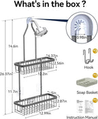 YASONIC Shower Caddy Hanging, Never Rust Shower Organizer Hanging, Aluminum Shower Racks for Inside Shower with Hooks for Razor, Bathroom Organizers and Storage with Soap Holder, Grey