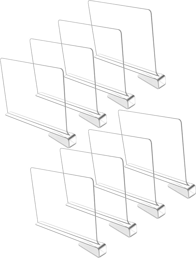 Sooyee Beautiful 8 PCS Acrylic Shelf Dividers, Perfect Perfect for Closets Kitchen Bedroom Shelving Organization to Organize Clothes Closet Shelves, Books,Towels and Hats, Purses Separators,Clear