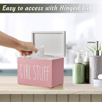DRASTAR Tampon Holder for Bathroom, Pink Lady Stuff Box for Bathroom Accessories, Pink Bathroom Decor,Feminine Product Organizer, Pad Organize Case with hinged lid, Shark Week Tampon Storage