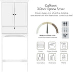 Spirich Over The Toilet Storage Cabinet, Bathroom Above Toilet Storage Cabinet with Doors and Adjustable Shelves, White