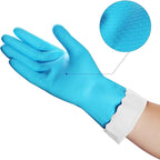 HSL Household Cleaning Gloves - Reusable Kitchen Dishwashing Gloves with Latex Free, Cotton lining, Waterproof, Non-Slip (Large, 3 Pairs)