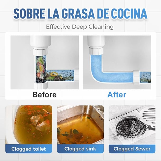Powerful Pipe Dredging Agent, Sink Drain Cleaner for Kitchen Bathroom, Unclogging Solution for Pipes, Toilets & Showers (2)