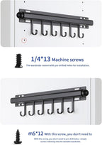 BaiNong 16.5" Valet Rod for Closet Pull Out With 6 Hooks Valet Rods for Closets (2Pack Black) Closet Valet Rod Slide Out