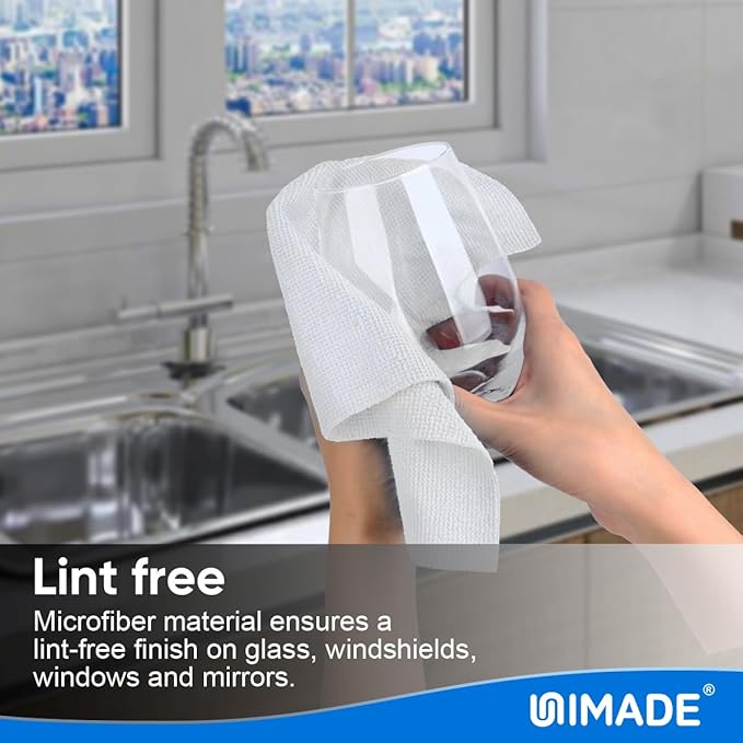 Shop Towel Rags, 50 Pack Reusable Shop Rags Bulk Microfiber Cleaning Cloth Lint Free Cleaning Towels for Car Kitchen Automotive Bar Mechanic Restaurant Garage, 11.5"x 11.5", White