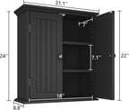 ChooChoo Bathroom Wall Cabinet Set of 2, Over The Toilet Space Saver Storage Cabinet, Medicine Cabinet with 2 Door and Adjustable Shelves, Cupboard, Black