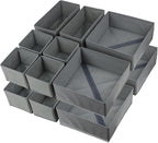 Fordonral 16 Pack Drawer Organizer Clothes, Foldable Fabric Dresser Organizer Closet Organizers and Storage Box for Underwear,Folded Clothes,Baby Clothing,Socks,Bra,Towels,Ties(Gray)