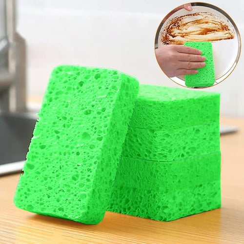 12 - Pack Non-Scratch Scrub Sponges - Sponges for Dishes and Washing Dishes, Cleaning Sponges for Kitchen Home Bathroom Cars, Funny Cut-Outs DIY for Kids (Green)