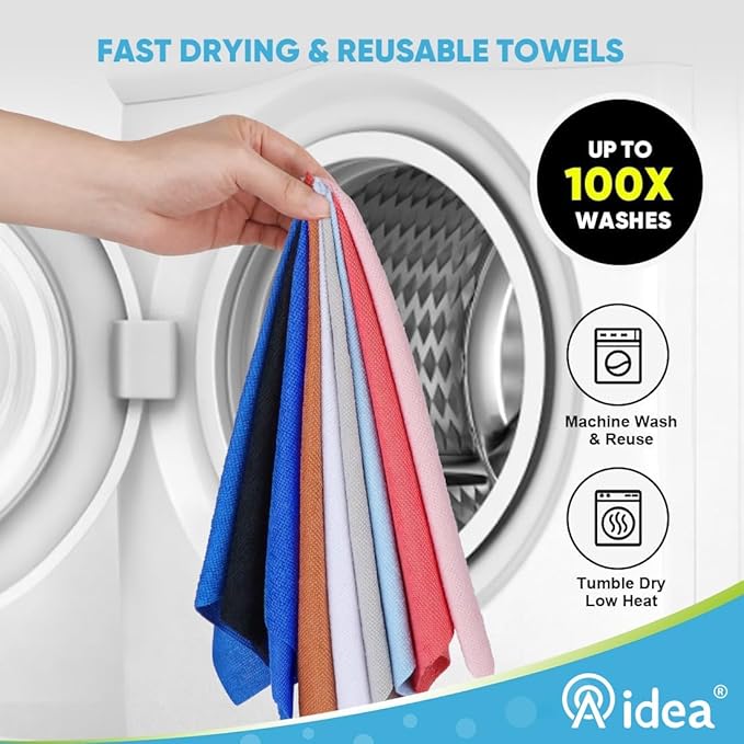 AIDEA Microfiber Cleaning Cloth Roll, Shop Towels 165 Sheets(3 Roll), Tear Away Reusable Paper Towels, White Rags for Bars, Cleaning Rags for Automotive, Mechanic, Workshops, House, 11×9"