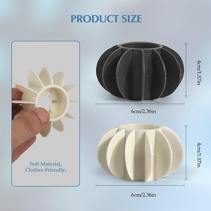 8Pcs Ech.Apr Reusable Laundry Balls, TPR Washing Machine Cleaner Ball, Anti-Tangle Washer Dryer Accessory