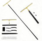 16.7“- 59.5" Long Handle Window Squeegee with Extension Pole, 12.4" Wide Metal Shower Squeegee for Glass Doors, 2-in-1 Squeegee for Home Window Cleaning, Tile Wall, Car (Gold)