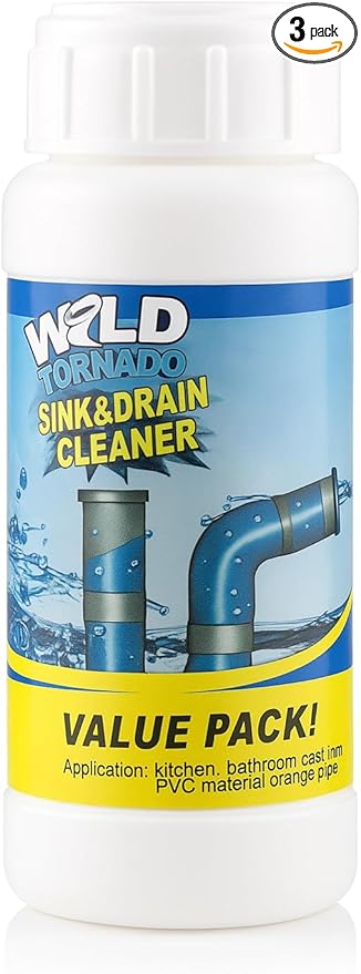 Wild Tornado Sink and Drain Cleaner Powder – Powerful Foaming Drain Cleaner for Kitchen, Bathroom, Toilet & Pipes – Fast-Acting Clog Remover, Deodorizes & Deep Cleans Drains (3)