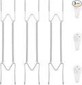 3 Pack Plate Hangers for The Wall, Suitable for 16-20 inch Art Plate, Stainless Steel Invisible Heavy Duty Wire Plate Holder with Wall Hooks, Plate Hangers for Displaying Plates, Platter, Dish, Silver