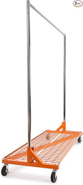 Econoco Commercial Garment Rack - Rolling Clothes Rack, Heavy Duty (Z Rack with Base Shelf, Orange)