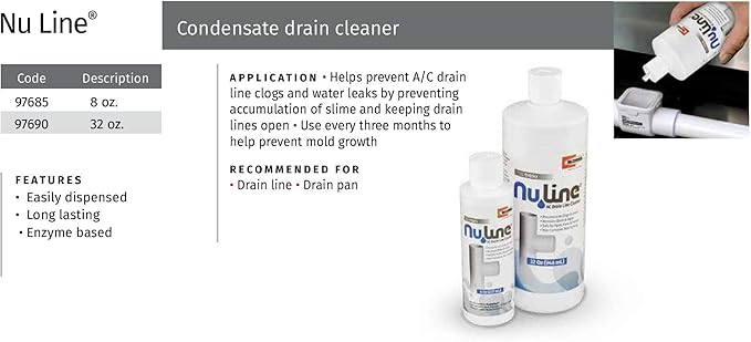 Liphontcta (4)-Pack NuLine HVAC Condensate Nu-Line Drain Cleaner, 8 Ounce