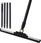 Squeegee Broom for Floor Shower Squeegee with Long Handle Rubber Wiper for Bathroom Tile Shower Glass Car Window Deck Patio Cleaning (Black)