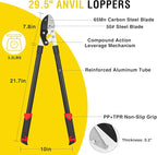 Yesker 29.5" Loppers Heavy Duty Tree Trimmer Sharp Anvil Blade Bypass Loppers up to 1.6 Inch Dia Cut Capacity Compound Action System Limb Branch Cutter Ideal for Tree Trimming Garden Maintenance