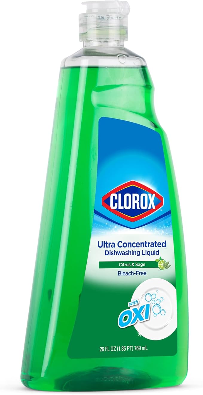 Clorox Ultra Concentrated Liquid Dish Soap with OXI, Citrus & Sage Scent - Dishwashing Detergent, Bleach-Free Formula Powers Through Grease, 26 Fl Oz