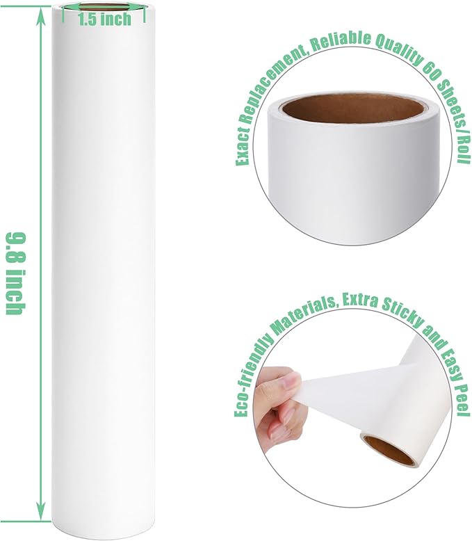 9.8 inch Large Lint Roller Refills Only, 9.8'' Extra-Wide Lint Roller Refill Pack of 5 Rolls Total 300 Sheets for Pet Hair Remover Home Floor Carpet Clothing Sofa Cleaning (9.8'' Wide)