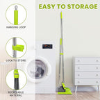 Broom and Standing Dustpan Set 50” Angle Broom with Long Handle Dust Pans for Kitchen Classroom Office Floor Sweeping-Green