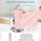 AIDEA Microfiber Cleaning Cloth 165 Sheets 3 Roll, Pink, Microfiber Towels for Cars, Shop Towels, Shop Rags Washable,Cleaning Rags Reusable Paper Towels for Automotive, Workshops, House,11×9"