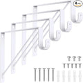 Supforce 4 Pack Closet Rod Bracket, Heavy Duty Closet Rod Support with Rod Holder, Wall Mounted Closet Shelf Brackets with Triangle Stabilizing Design for Closet, Bathroom and Kitchen, White