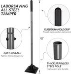 Walensee Steel Tamper with 48 inch Handle 8"x8" Garden Tamper with Rubber Grip All-Steel Heavy Duty Tamper Tool for Leveling Ground Gravel Soil Asphalt Sand Installing pavers and Repairing Blacktop