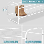AOODA Long 2 Tier Shoe Rack for Closet Metal Wide Stackable Shoe Storage Organizer for Entryway, Bedroom, Floor, 18-Pairs Low Sneaker Shelf, White