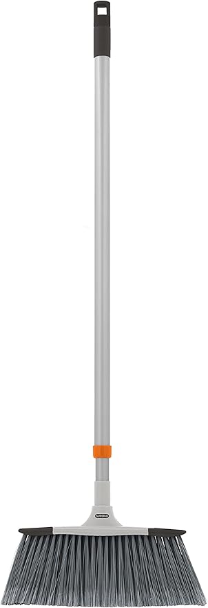Slim Angle Broom, Heavy Duty Broom, Indoor Brom, Outdoor Angle Broom with Extendable Handle, Durable Collapsible Broom for Home, Kitchen, RV, Travel, Grey, 1 Pack, by Superio