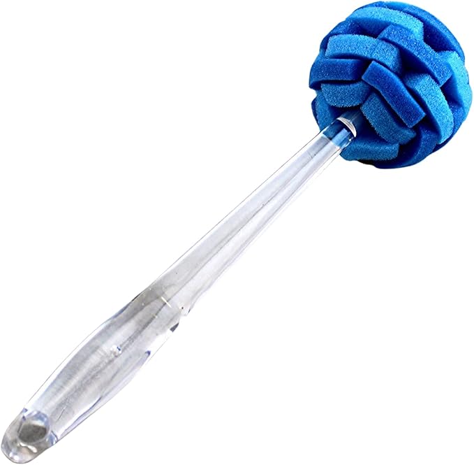 Soft Touch Kitchen Glassware Multi-Purpose Sponge Puff Dish Brush 11.5" with Clear and Comfortable Ergonomic Handle (1)