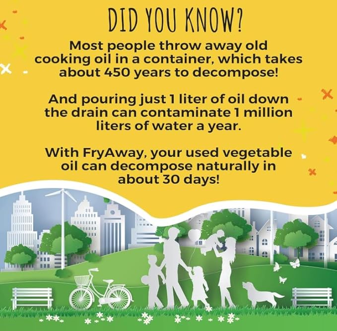 FryAway® Deep Fry Cooking Oil Solidifier, Super Value 10-Pack (20 Packets, Solidifies Up to 10 Gallons), Plant-Based Grease Solidifier Powder for Oil Disposal & Kitchen Cleanup, Shark Tank, Made in US
