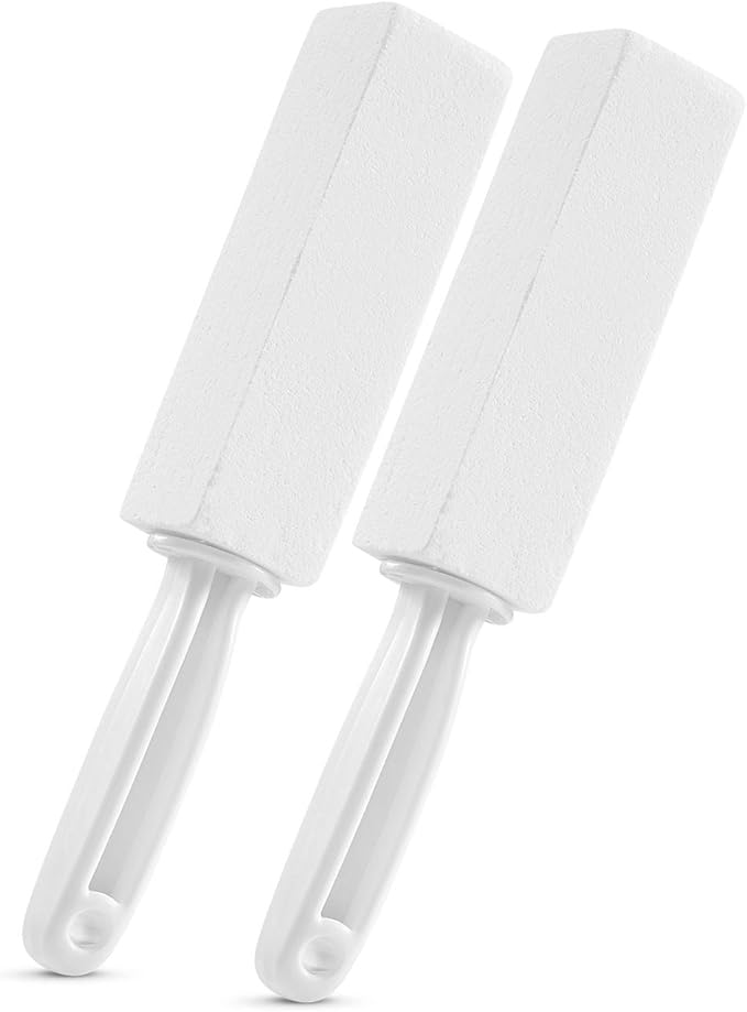 2 Pack Pumice Stone for Toilet Bowl Cleaning with Handle, Scouring Stick Remove Toilet Bowl Hard Water Rings, Calcium Buildup and Rust for Cleaning Toilet, Bathroom, Kitchen Sink, Grill (White)