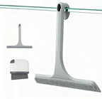 10.7“ Wide All-Purpose Shower Squeegee for Glass Doors, Squeegee for Shower Glass with Hook, Window Squeegee with Double-Ended Gap Brush Set for Shower, Bathroom, Car Glass, Mirror (Gray)