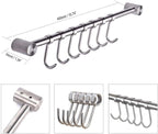 Kitchen Utensil Racks Rail Wall Mounted Utensil Hooks Rack Stainless Steel Hanger Hooks for Kitchen Tools Pot Towel (7 Hooks,2 Packs)
