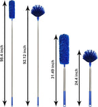 Cobweb Dusters with Extension Pole 100-inch, Spider Web Brush & Ceiling Cleaning Kit, Washable Cleaning Duster Kit with 2 Duster Heads, Cobweb Duster, Corner Brush for Ceiling Fan, Furniture, Home