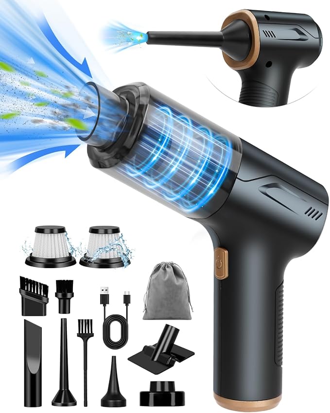 4 in 1 Handheld Vacuum Cordless, 20000PA High Power Car Hand Vacuum Cleaner, Mini Portable Brushless Motor Dust Busters Cordless Rechargeable with Multi Accessories for Home, Office, Pet (Black)