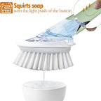 Dish Brush with Soap Dispenser Storage Set with 2 PCS Brush Refills & Holder, Dish Scrubber with Soap Dispenser, Dish Soap Brush, Dish Wand with Soap Dispenser for Dishes, Pans, Sink, Pots(Green)
