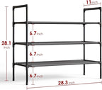 Sakugi Shoe Rack with Non-Woven Fabric - 3-Tier Shoe Organizer for Closet, Garage, Corridor & Entryway, Sturdy and Stackable, X-Large, Black