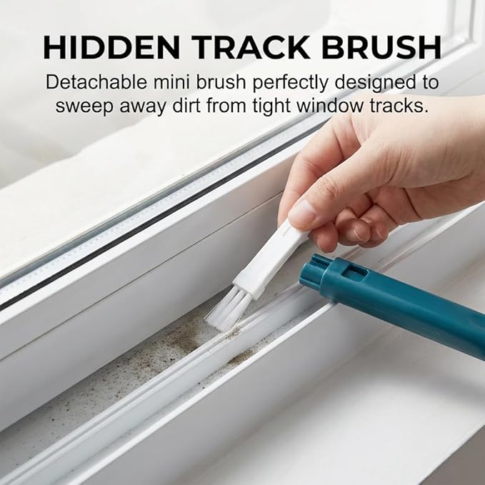 Window Screen Cleaning Brush,2 in 1 Window Screen Cleaner Tool with Squeegee,Mesh Screen Cleaner,Multi-Purpose Cleaning Brush for Patio, Door, Porch Screens (Blue and Yellow)