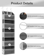 TAHAVICE 2 Pack Over The Door Storage Organizer with 5 Pockets 10 Mesh Side Pockets, 44 lbs Weight Capacity Door Hanging Organizers and Storage for Bedroom,Bathroom,Nursery,Pantry,Dorm(Dark Gray)