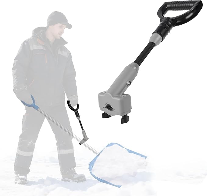 Universal Snow Shovel Handle, Back Saver Handle Attachment for Snow Shovel, Ergonomic Elasticity Handle Extension Universal Fit for Shovels Rakes, Weed Eater, String Trimmer, Gardening Tools