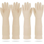 Mamison 2 Pairs Reusable Waterproof Household Dishwashing Cleaning Rubber Gloves, Non-Slip Kitchen Glove (Ivory, XL (Pack of 2))