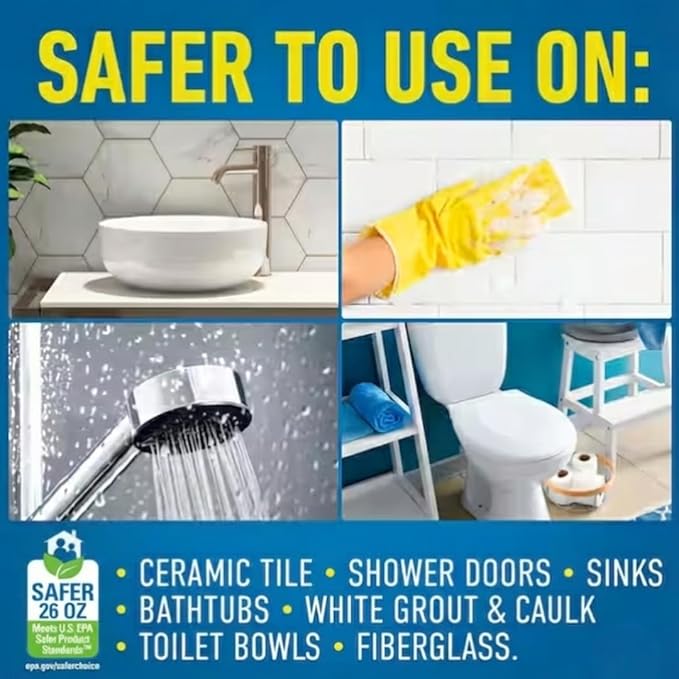 Brilliant Bath Foaming Bathroom Cleaner, Fresh Scent, 26 fl oz Bottles (Pack of 2) – Bleach-Free Multi-Surface Cleaner for Soap Scum, Hard Water & Grime