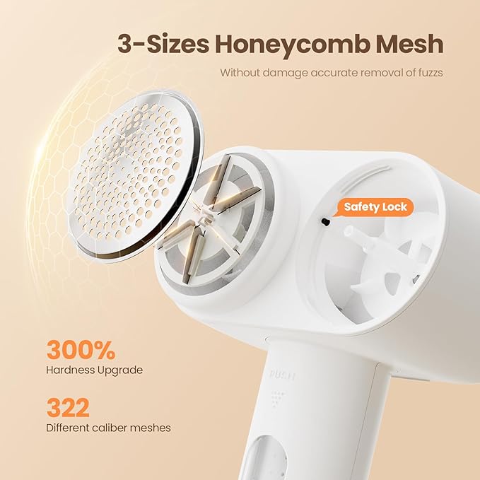 Mosthink Fabric Shaver, 2-In-1 Electric Lint Shaver & Brush, Dual-Head Lint Remover for Clothes Couch Furniture | 3-Speed Fuzz & Pilling Remover | Sweater Shaver with LED Display | Type-C Rechargeable