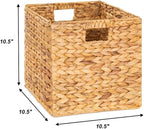 Storage Cube 10.5 x 10.5in, Wicker Storage Baskets for Shelves, Water Hyacinth Storage Baskets, Square Wicker Storage Basket (2 Packs 10.5in)