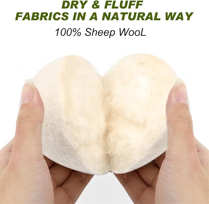 Wool Dryer Balls Reusable Laundry Dryer Balls Natural Fabric Softener Dryer Sheets Replacement for Reducing Clothing Static and Wrinkles, Set of 6PCS