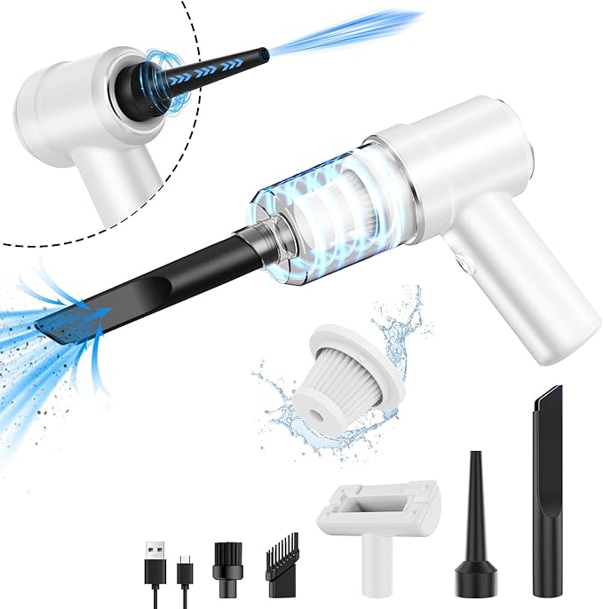 Handheld Vacuum Cordless 13000pa, Car Vacuum Portable Cordless, Type-C Rechargeable Lightweight Mini Handheld Vacuum Cleaner, High Power Car Vacuum Cleaner with LED Light for Car Home Pet (White)