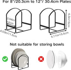 LINFIDITE 2 Pack Kitchen Plate Holder Organizer for Cabinet Space Saver Dinner Dish Plate Storage Rack Upright Dish Drying Racks Metal Dish Racks Stand for Cupboard and Countertop Large Black